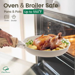 Chef Power Juego de utensilios de cocina de cerámica no tóxicos con asas desmontables