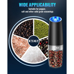 Sweet Alice Gravity - Juego de molinillo de pimienta y sal eléctrico de acero inoxidable