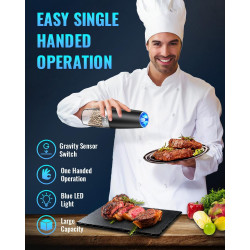 Sweet Alice Gravity - Juego de molinillo de pimienta y sal eléctrico de acero inoxidable