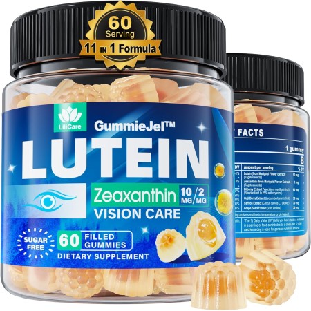 Gomitas rellenas de luteína y zeaxantina sin azúcar, 10 mg 20 mg de vitaminas oculares para la visión con selenio y zinc,