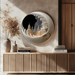 Bgraamiens Rompecabezas redondo de Ciudad Fractal Moon | Rompecabezas redondo de 1000 piezas