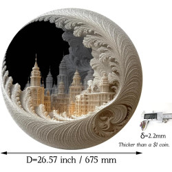Bgraamiens Rompecabezas redondo de Ciudad Fractal Moon | Rompecabezas redondo de 1000 piezas