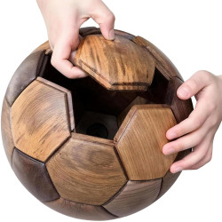 Rompecabezas de fútbol de madera 3D | Rompecabezas en 3D con piezas pentagonales y hexagonales
