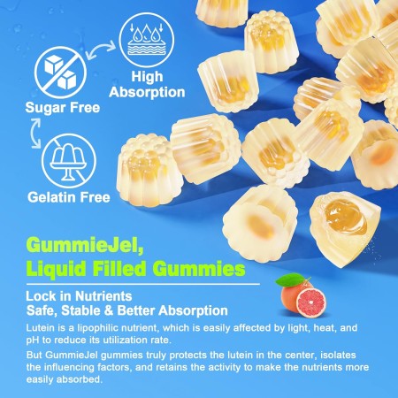 Gomitas rellenas de luteína y zeaxantina sin azúcar, 10 mg 20 mg de vitaminas oculares para la visión con selenio y zinc,