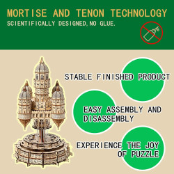 Kit de rompecabezas de caja de música de castillo de madera 3D | Rompecabeza de madera 3D de castillo