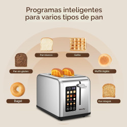 Mecity Tostadora de 2 rebanadas con pantalla táctil de 1.5 pulgadas de ancho