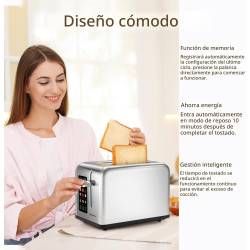 Mecity Tostadora de 2 rebanadas con pantalla táctil de 1.5 pulgadas de ancho