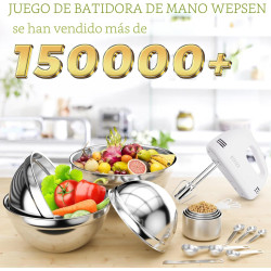 Batidora de mano eléctrica de 5 velocidades con 4 tazones de acero inoxidable