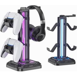 KDD Soporte para auriculares de escritorio | Soporte de auriculares para escritorios con luces RGB