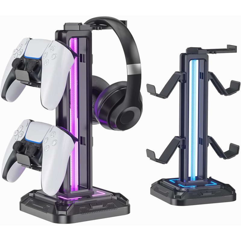 KDD Soporte para auriculares de escritorio | Soporte de auriculares para escritorios con luces RGB