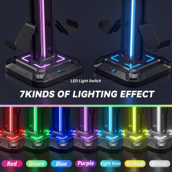 KDD Soporte para auriculares de escritorio | Soporte de auriculares para escritorios con luces RGB
