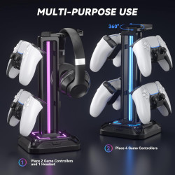 KDD Soporte para auriculares de escritorio | Soporte de auriculares para escritorios con luces RGB