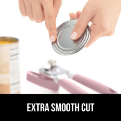 GORILLA GRIP Abrelatas manual de acero inoxidable resistente con borde liso y abrebotellas