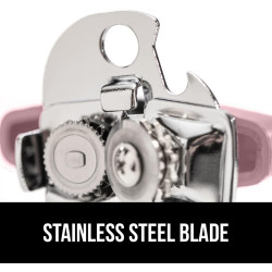 GORILLA GRIP Abrelatas manual de acero inoxidable resistente con borde liso y abrebotellas