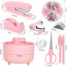 SKYDUE 10 accesorios de escritorio rosa | 10 Accesorios multiusos de escritorio color rosa