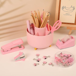 SKYDUE 10 accesorios de escritorio rosa | 10 Accesorios multiusos de escritorio color rosa