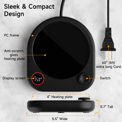 Calentador de taza de café para escritorio |Calentador de tazas de cafe para escritorio con temperatura ajustable