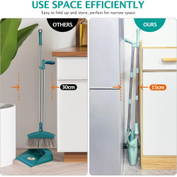 XXXFLOWER Juego de escoba y recogedor con dientes de limpieza