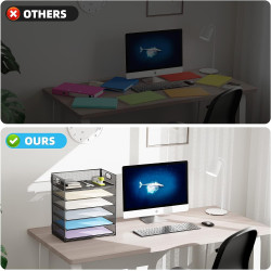 Marbrasse Bandeja organizadora | Bandeja de malla de 6 niveles para papeles y cuadernos