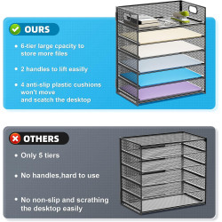 Marbrasse Bandeja organizadora | Bandeja de malla de 6 niveles para papeles y cuadernos