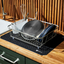 HexClad Juego de 2 alfombrillas de secado de platos | Hechas de tela absorbente