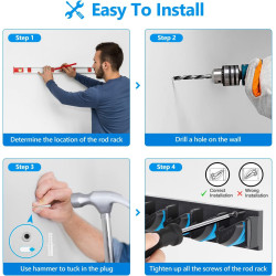 PLUSINNO Soporte vertical para caña de pescar | Soporte de pared para guardar cañas de pesca