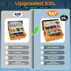 PLUSINNO Caja de aparejos grande para pesca | Caja grande almacenamiento de accesorios de pesca
