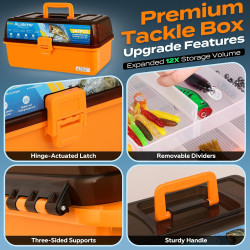 PLUSINNO Caja de aparejos grande para pesca | Caja grande almacenamiento de accesorios de pesca