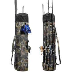 Allnice Bolsa organizadora de lona duradera para caña de pescar y carrete
