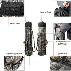 Allnice Bolsa organizadora de lona duradera para caña de pescar y carrete