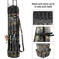 Allnice Bolsa organizadora de lona duradera para caña de pescar y carrete