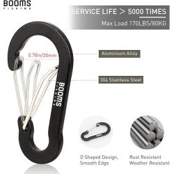 Booms Fishing CC5 - Clips de mosquetón multiusos | Mosquetones multiuso para actividades al aire libre
