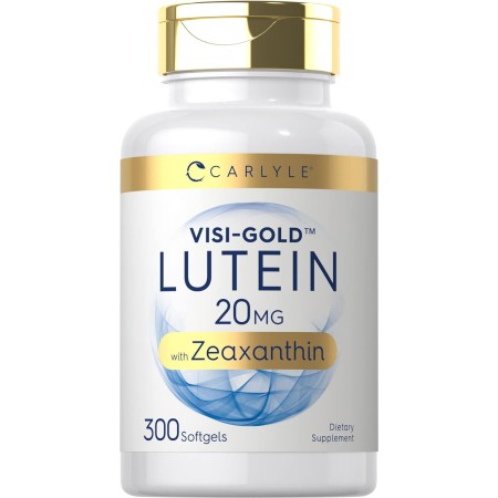 Luteína y zeaxantina 20 mg | 300 cápsulas blandas | Vitaminas para la salud ocular | Suplemento sin OMG y gluten | por Carlyle