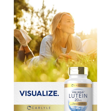 Luteína y zeaxantina 20 mg | 300 cápsulas blandas | Vitaminas para la salud ocular | Suplemento sin OMG y gluten | por Carlyle