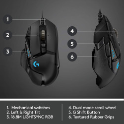 Logitech G 502 HERO Ratón para juegos | Raton con cable de alto rendimiento para PC