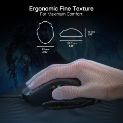 Redragon - Mouse | 12 botones laterales, ergonómico, óptico, con cable