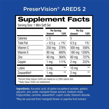 PreserVision AREDS 2 - Suplemento vitamínico y mineral para los ojos, contiene luteína, vitamina C, zeaxantina, zinc y vitamina