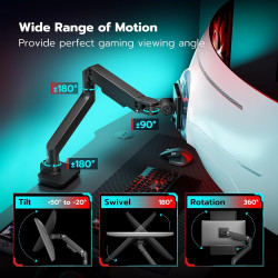 ARES WING Brazo de monitor | Uultraancho para pantalla curvada de alta resistencia