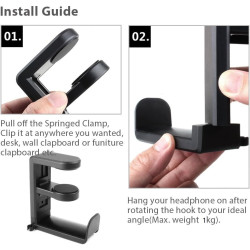 EURPMASK - Soporte giratorio para auriculares | Soporte de auriculares con clip ara escritorio y giratorio
