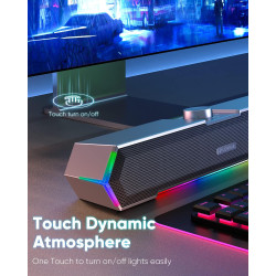 LENRUE G11 - Altavoces para computadora | Con luces tactiles y de cable