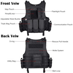 MGFLASHFORCE Chaleco táctico Airsoft | Chaleco ajustable modular de paintball