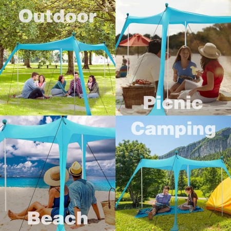 Toldo de playa YENGIAM - Tienda de campaña de playa desplegable de 11 x 11 pies, refugio solar portátil extra resistente al