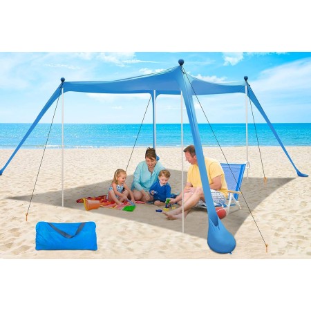 Toldo de playa YENGIAM - Tienda de campaña de playa desplegable de 11 x 11 pies, refugio solar portátil extra resistente al