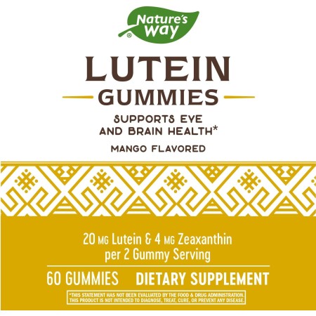 Nature's Way Gomitas de luteína con zeaxantina, suplemento para la salud ocular y la función cerebral*, sabor a mango, 60