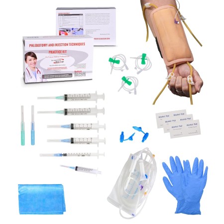 Kit de práctica de flebotomía y IV para capacitar a enfermeras y flebotomistas para realizar técnicas y procedimientos de