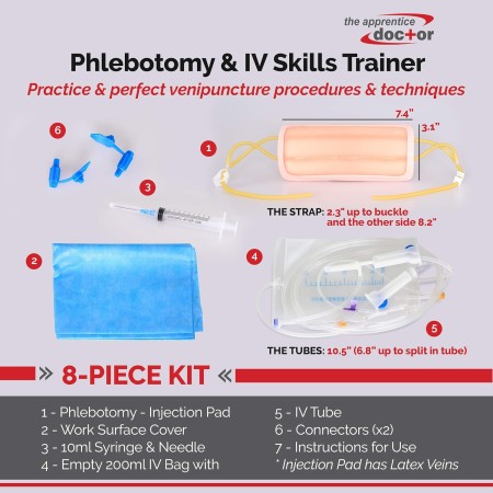 Kit de práctica de flebotomía y IV para capacitar a enfermeras y flebotomistas para realizar técnicas y procedimientos de