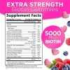 Gomitas de vitaminas para el crecimiento del cabello con biotina, 5000 mcg de vitamina E y C, gomitas para el cabello para una