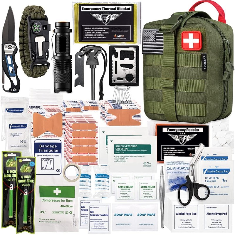 EVERLIT Kit de supervivencia de primeros auxilios IFAK EMT Molle Pouch Kit de supervivencia para equipo al aire libre, kits de