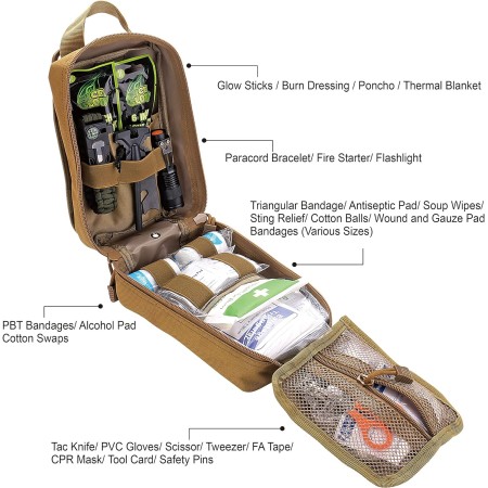 EVERLIT Kit de supervivencia de primeros auxilios IFAK EMT Molle Pouch Kit de supervivencia para equipo al aire libre, kits de