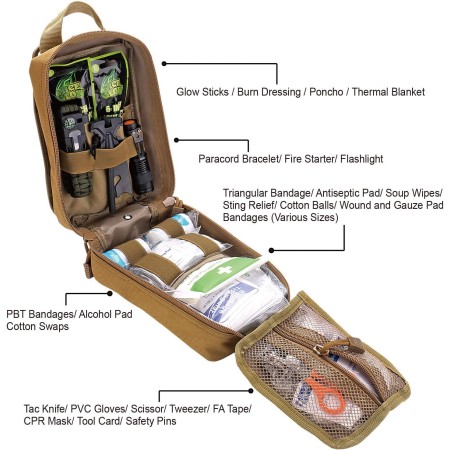 EVERLIT Kit de supervivencia de primeros auxilios IFAK EMT Molle Pouch Kit de supervivencia para equipo al aire libre, kits de